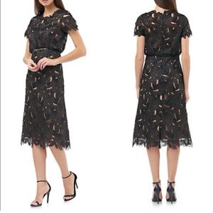 NWT JS Collections Laser Cut Leaf Dress Size 10 Black